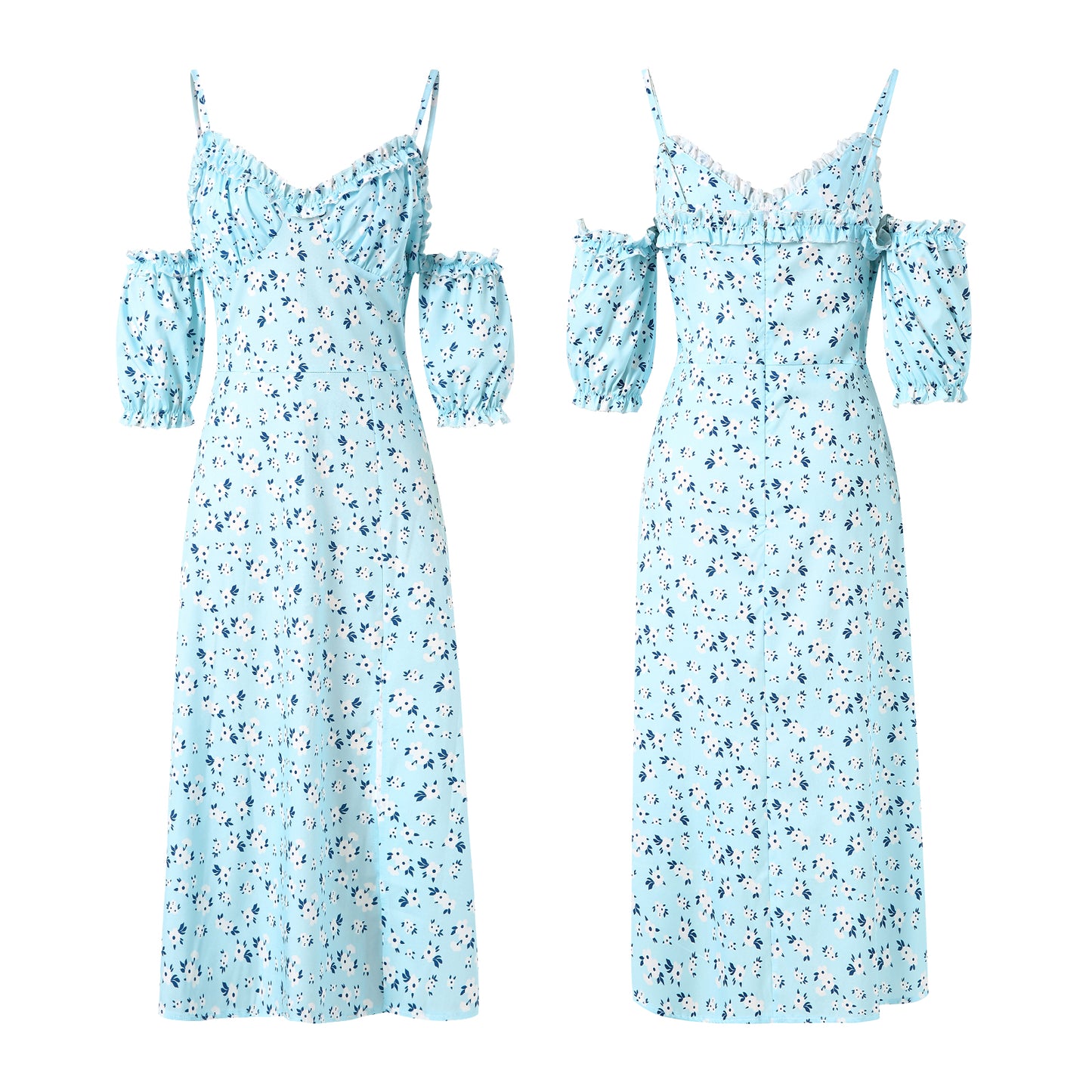 EJVS™ Elegant Floral Print Split Dress