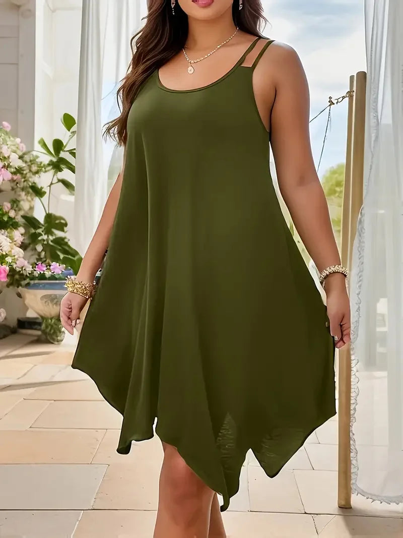 EJVS™  Asymmetrical Hem Midi Holiday Sundress