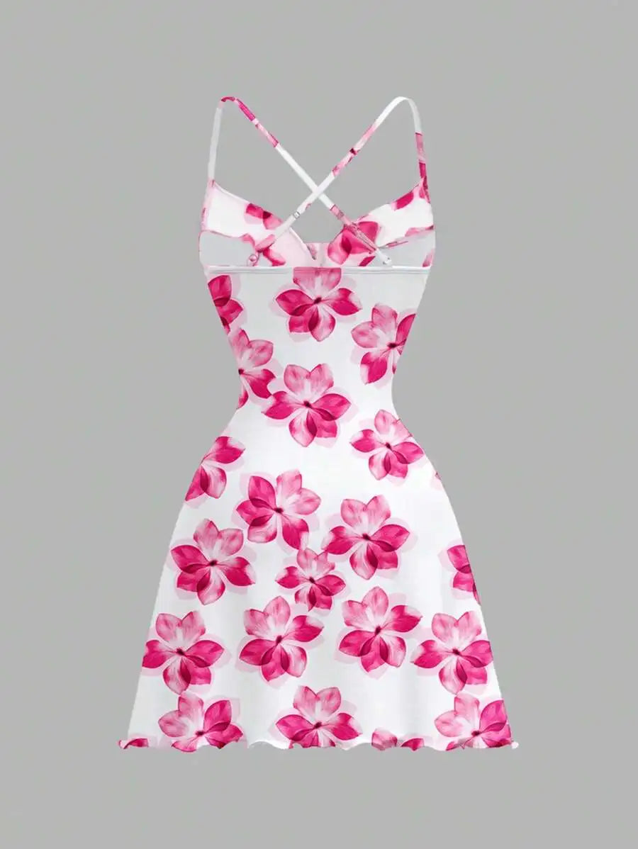 EJVS™  Floral Print Knit Mini Dress
