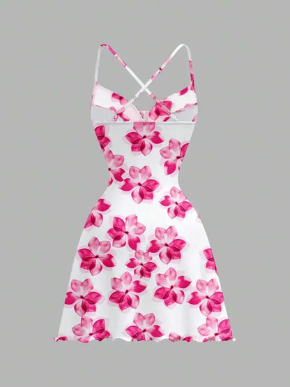 EJVS™  Floral Print Knit Mini Dress