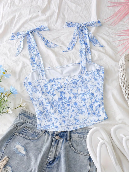 EJVS™ Tie Shoulder Ruched Crop Top