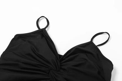 EJVS™  Spaghetti Strap Bodycon Backless Folds Wrap Hip Dress