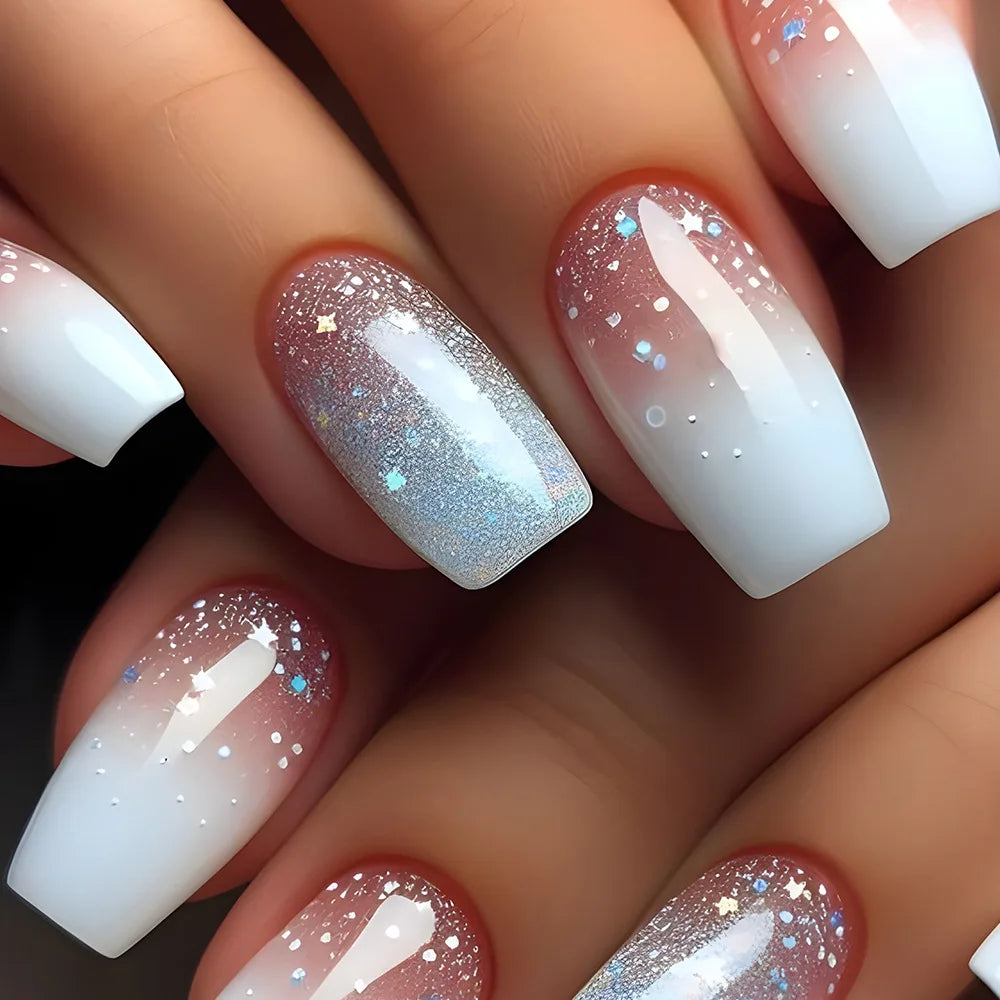 EJVS™  24Pcs Shimmery Manicure Tips
