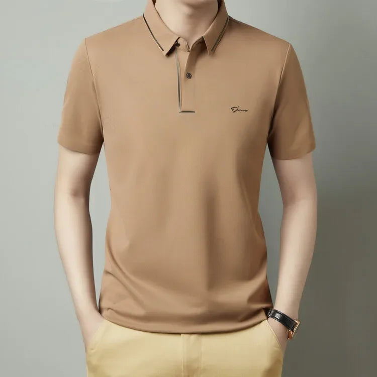 EJVS™  Men's New Polo Shirt Seamless Premium Luxury Cool Fabric Business Casual Golf Slim Fit Blouse Collar T-shirt