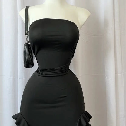 EJVS™  Strapless High Slit Vestidos Mini Dress