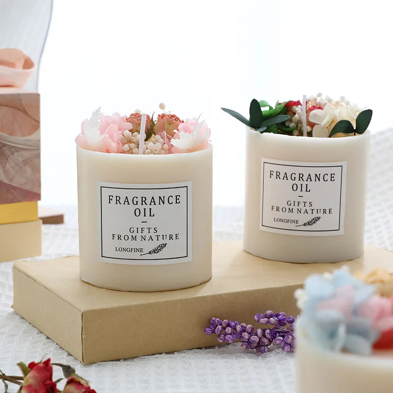 EJVS™ Scented Pillar Candles with Dried Flowers