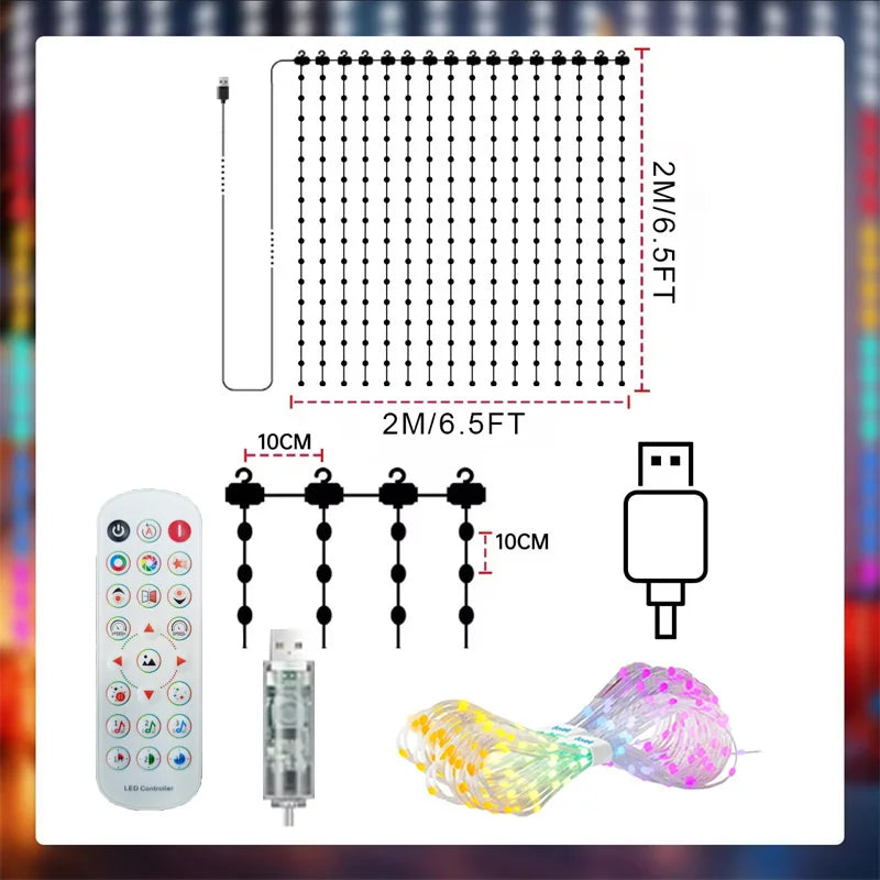 EJVS™  Dynamic DIY Bedroom Window Lights Decor APP Remote Control Music Sync