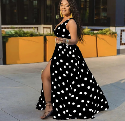 EJVS™  Summer Boho Sleeveless Slim Print Side Slit Party Maxi Dresses