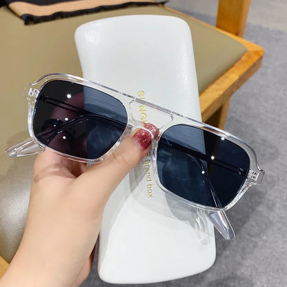 EJVS™  Fashion Vintage Square Sunglasses Woman Brand Retro Small Frame Sun Glasses Female Double Bridges Design Oculos De Sol Feminino