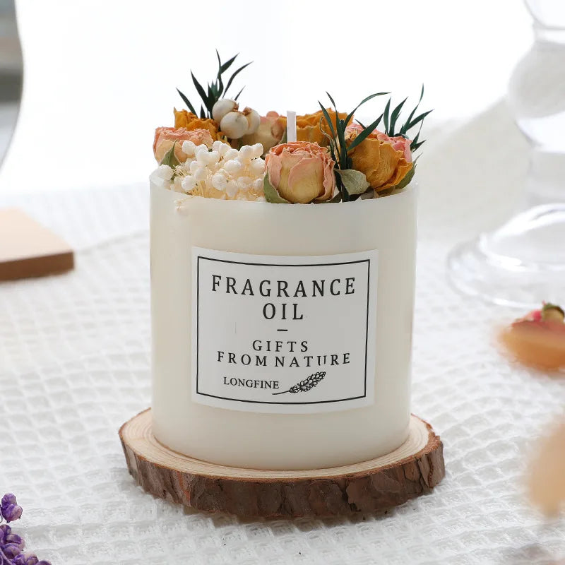 EJVS™ Scented Pillar Candles with Dried Flowers