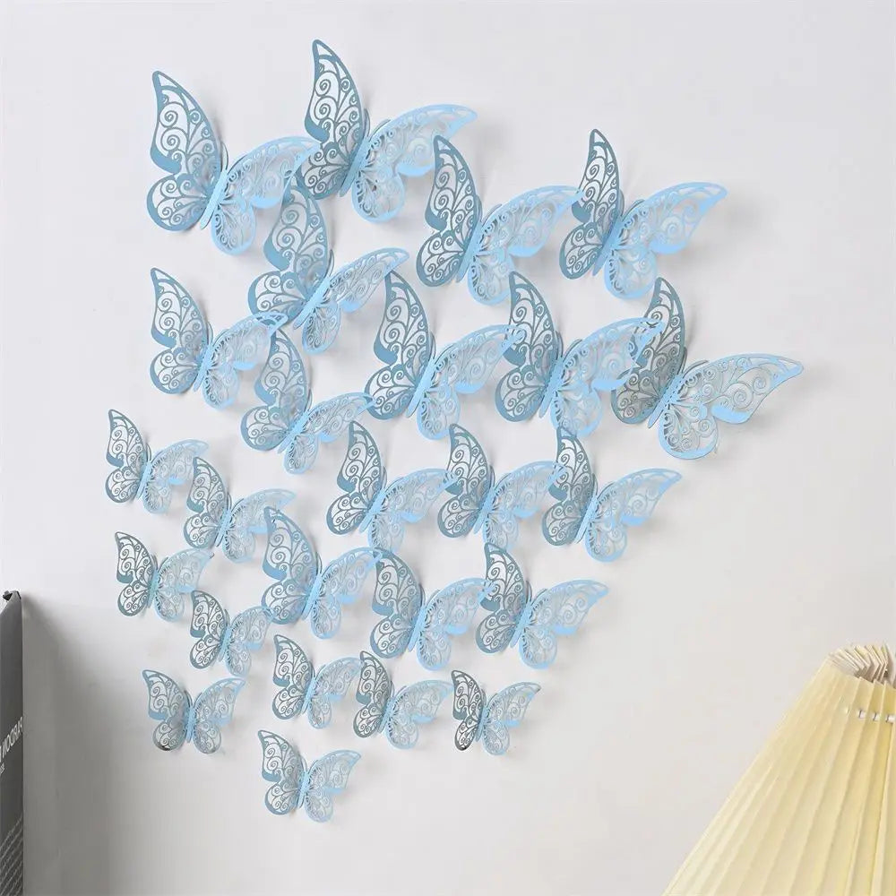 EJVS™ 12-Piece 3D Hollow Butterfly Wall Stickers