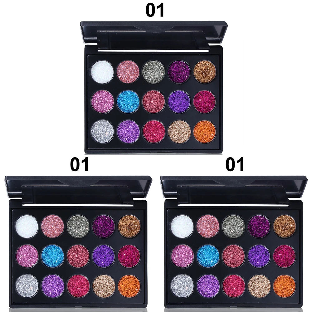 EJVS™ 15 Colors Glitter Eyeshadow Tray