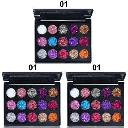 EJVS™ 15 Colors Glitter Eyeshadow Tray