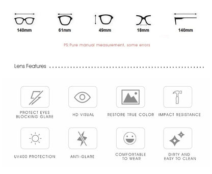EJVS™  Fashion Square Vintage Polarized Sunglasses Men Women Retro Driving Fishing Luxury Brand Designer Sun Glasses UV400 Eyewear
