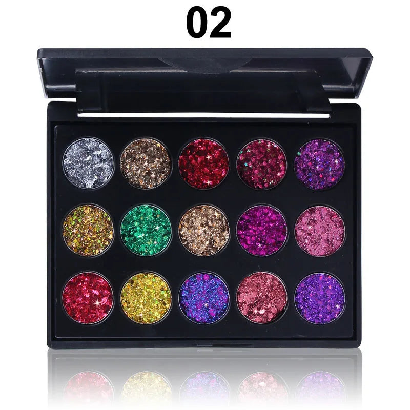 EJVS™ 15 Colors Glitter Eyeshadow Tray