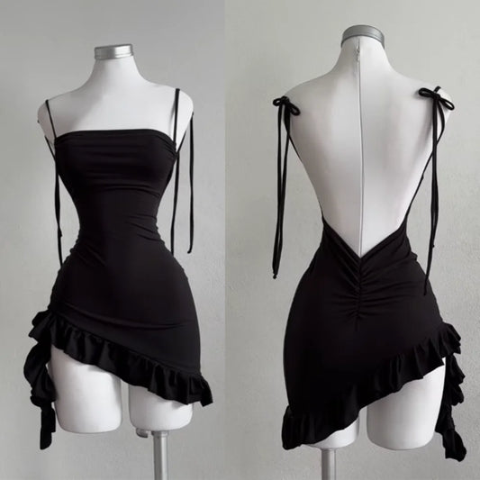 EJVS™ Sleeveless Backless Ruffles Sun Dress