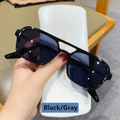 EJVS™  Fashion Vintage Square Sunglasses Woman Brand Retro Small Frame Sun Glasses Female Double Bridges Design Oculos De Sol Feminino