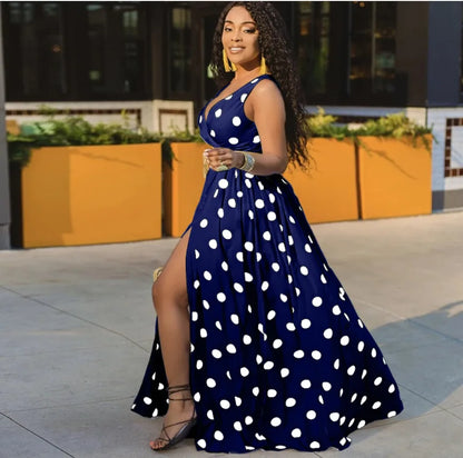 EJVS™  Summer Boho Sleeveless Slim Print Side Slit Party Maxi Dresses
