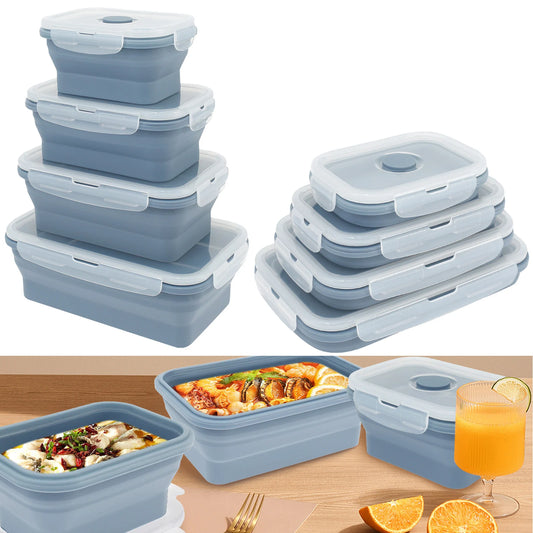 EJVS™ 4-Pack Silicone Food Storage Containers – Microwave & Temperature Resistant