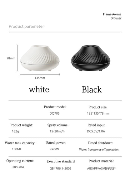 EJVS™ Flame Aroma Diffuser 7-Color LED