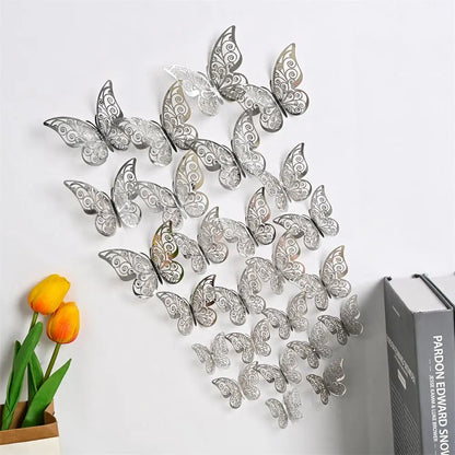 EJVS™ 12-Piece 3D Hollow Butterfly Wall Stickers