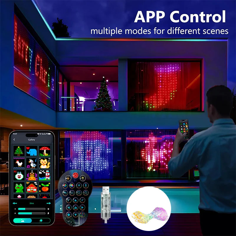 EJVS™  Dynamic DIY Bedroom Window Lights Decor APP Remote Control Music Sync