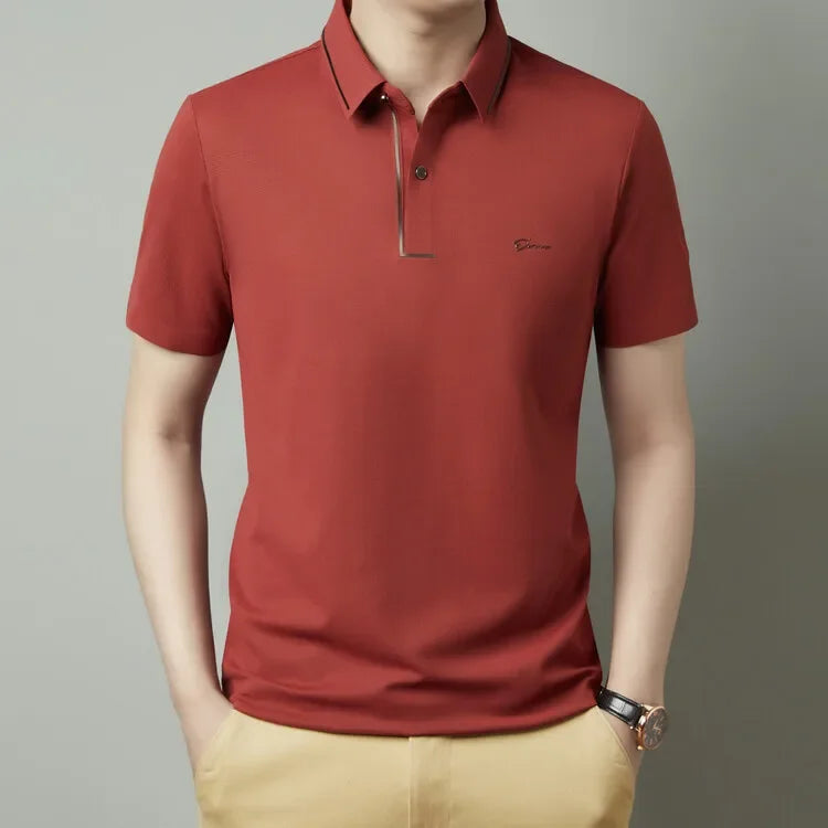 EJVS™  Men's New Polo Shirt Seamless Premium Luxury Cool Fabric Business Casual Golf Slim Fit Blouse Collar T-shirt