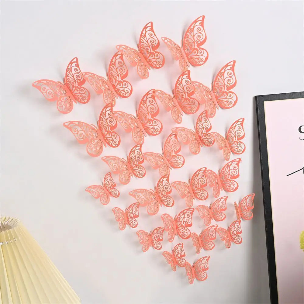 EJVS™ 12-Piece 3D Hollow Butterfly Wall Stickers