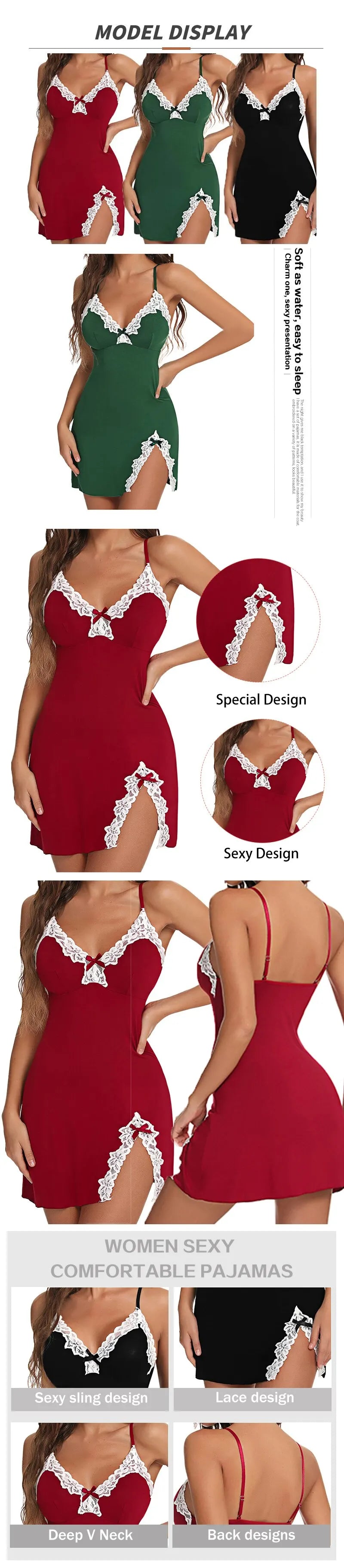 EJVS™ Sexy Silk Satin Nightgown