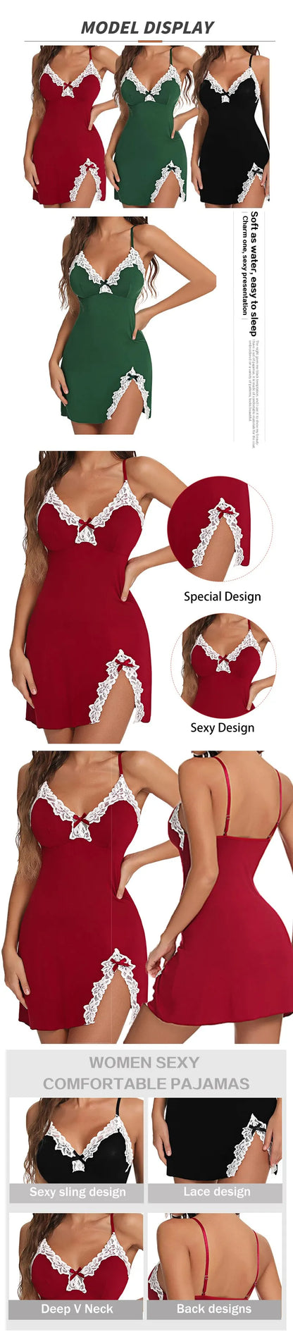 EJVS™ Sexy Silk Satin Nightgown