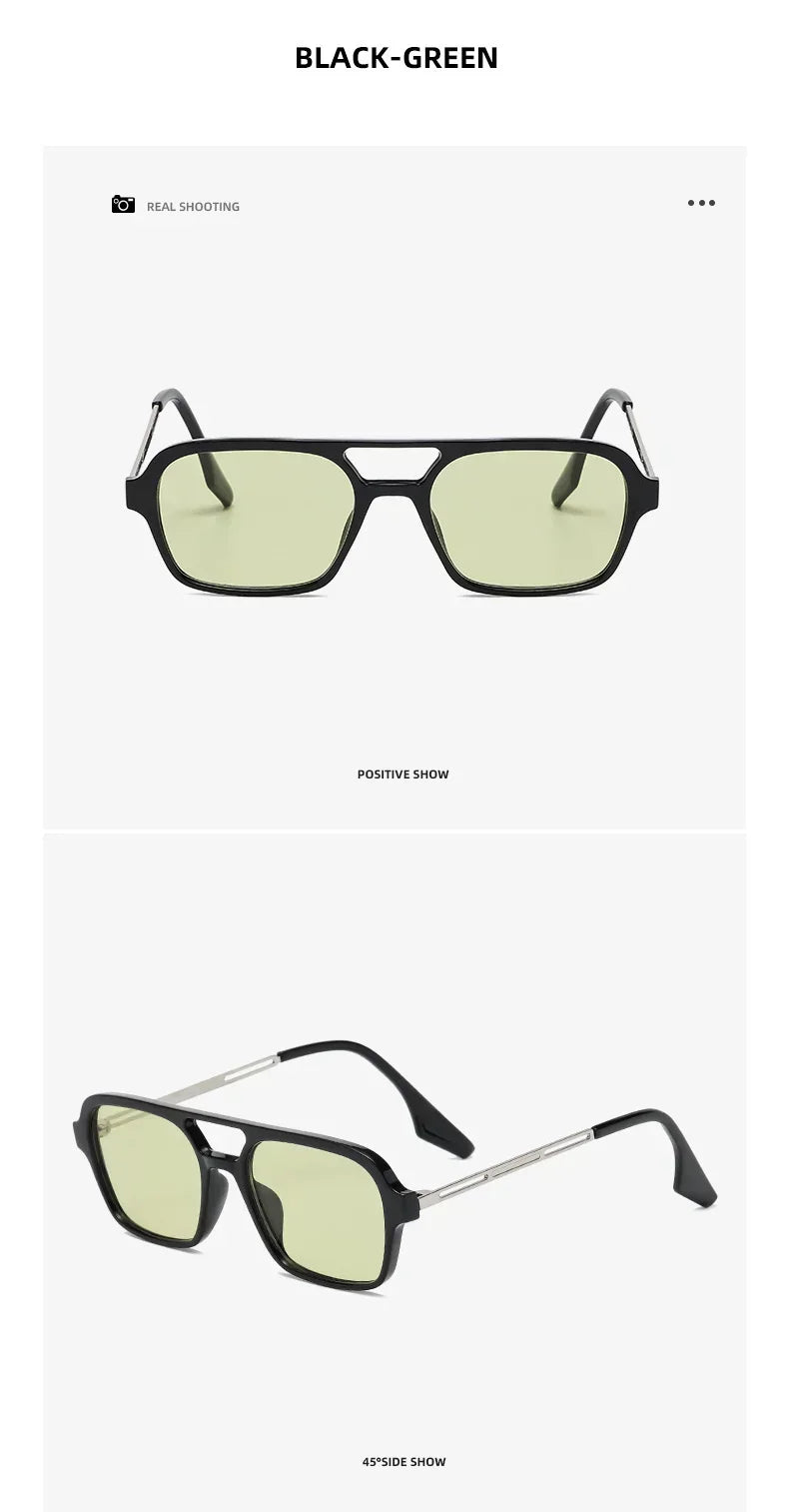 EJVS™  Fashion Vintage Square Sunglasses Woman Brand Retro Small Frame Sun Glasses Female Double Bridges Design Oculos De Sol Feminino