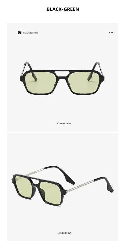 EJVS™  Fashion Vintage Square Sunglasses Woman Brand Retro Small Frame Sun Glasses Female Double Bridges Design Oculos De Sol Feminino