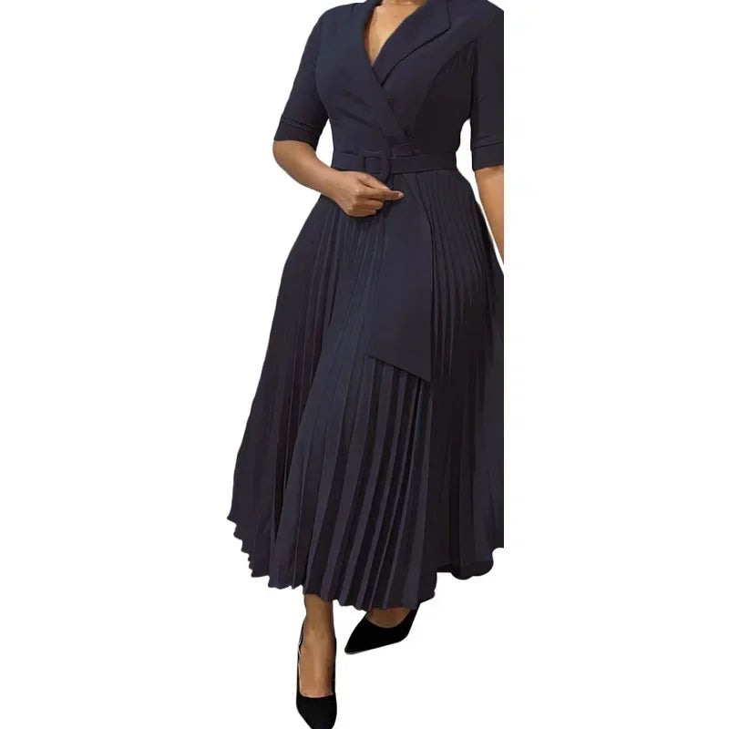 EJVS™  Dashiki Elegant African Pleated Dresses V-Neck Polyester